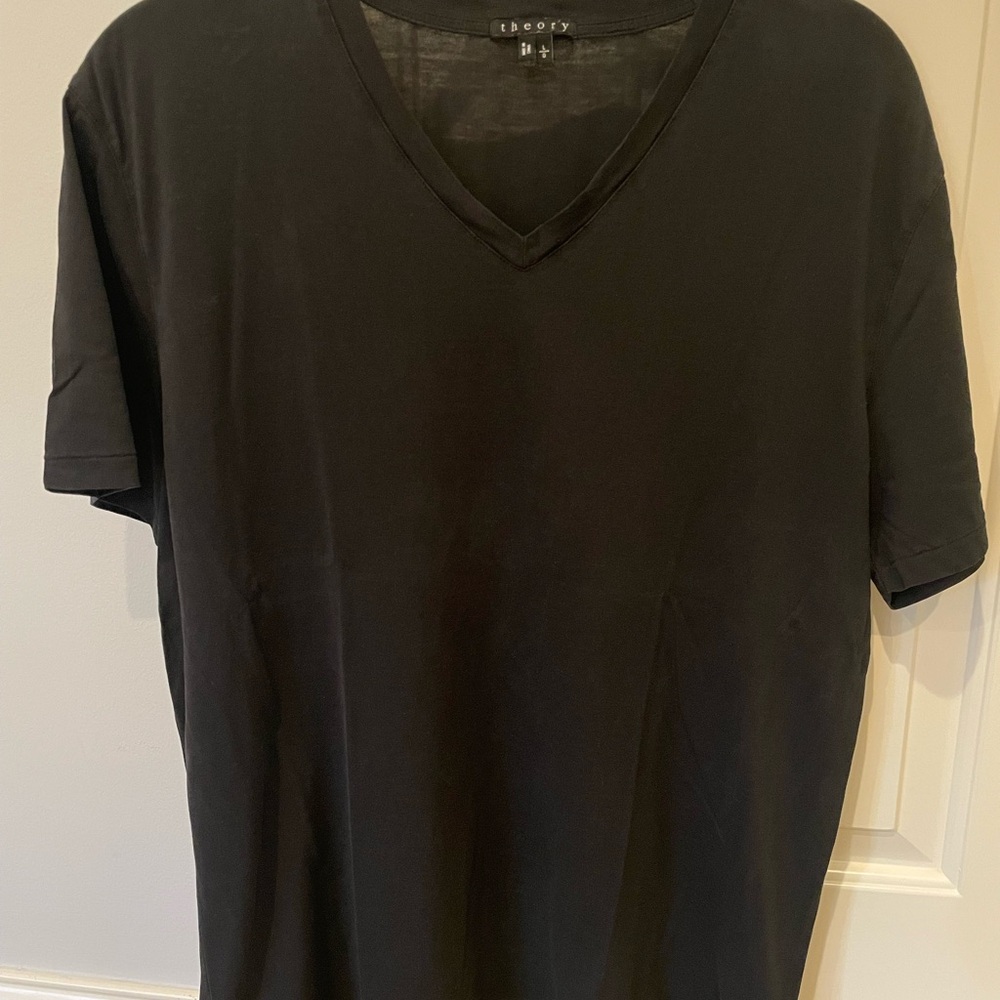 Theory Black V-Neck Short Sleeve Tee